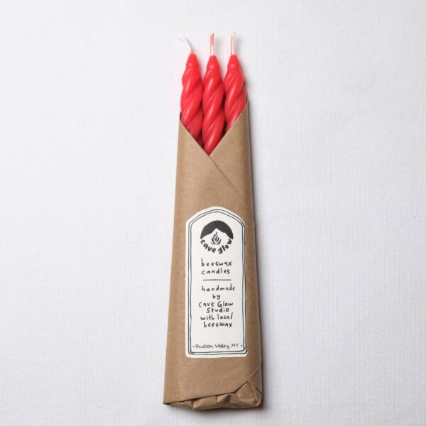 Cave Glow Studio - Red Apple Beeswax Taper Candles Set of 3