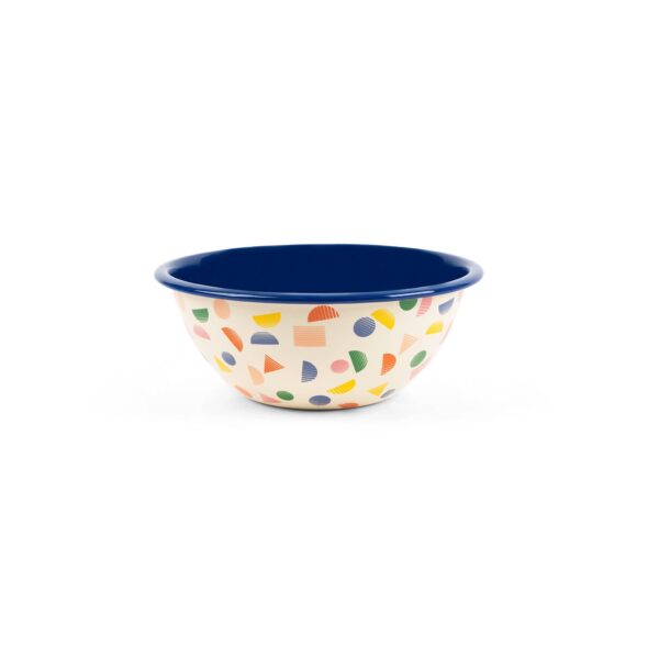 Crow Canyon Home - Poketo x CCH Chips Enamelware Small Serving Bowl, Blue Rim