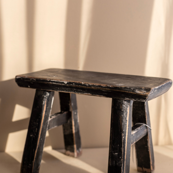 Luxe B Co - Vintage Small Wooden Stool Black