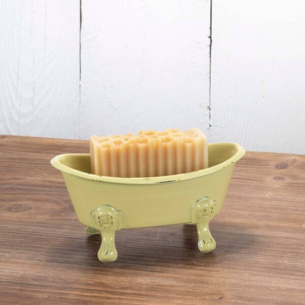 Foreside Home & Garden - Yellow Distressed Enamel Bathtub Soap Dish