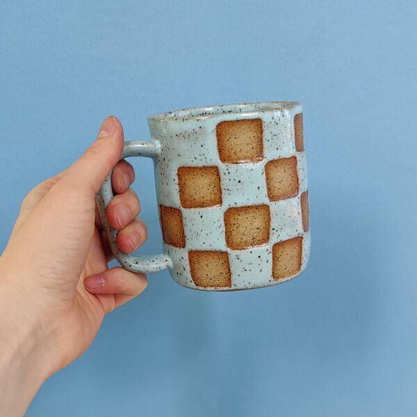 Osso Ceramics - Checker Mug in Light Blue