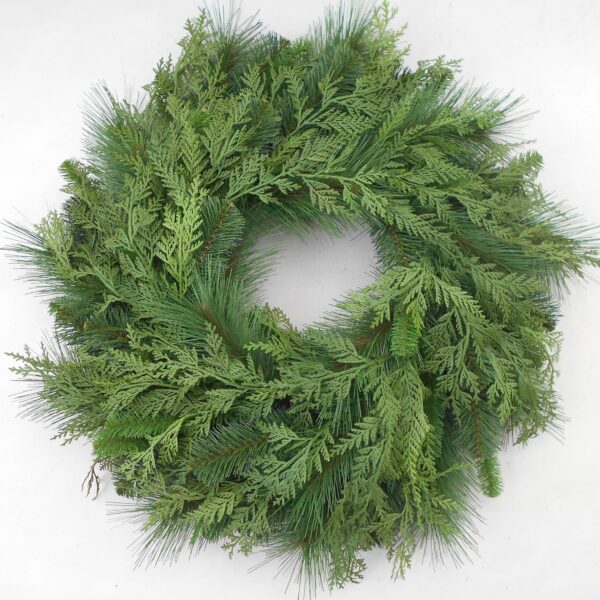 ES Essentials - Artificial Christmas UV Pine Cedar Wreath 24"