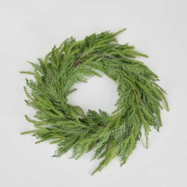 Afloral - Faux Indoor/Covered Outdoor Cedar Wreath - 21"