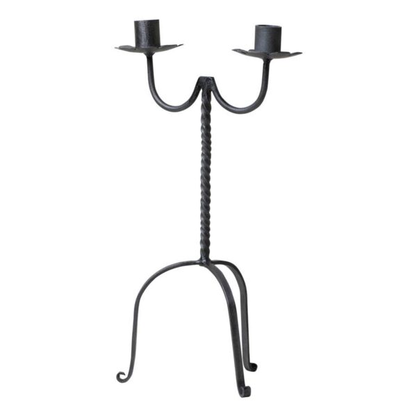 Irvin's Tinware - Double Taper Wrought Iron Candle Holder