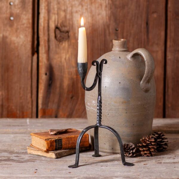 Irvin's Tinware - Reproduction Single Taper Aged Wrought Iron Candle Holder