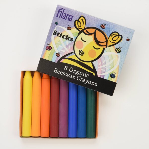 Organic Beeswax Crayons: 8 Rainbow Colors in Stick