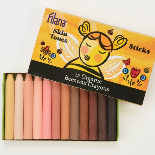 Organic Beeswax Crayons:12 Skin Tones Colors in Stick