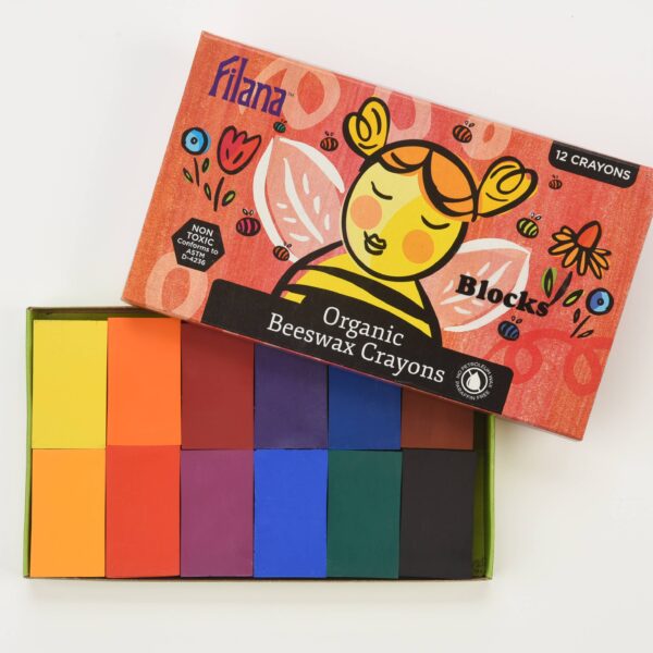 Organic Beeswax Crayons 12 Classic Colors in Block