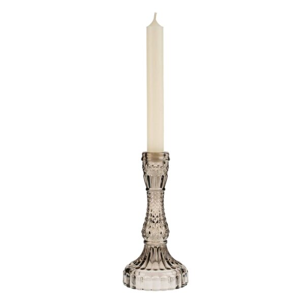 Palazzo Glass Candle Holder L, Grey