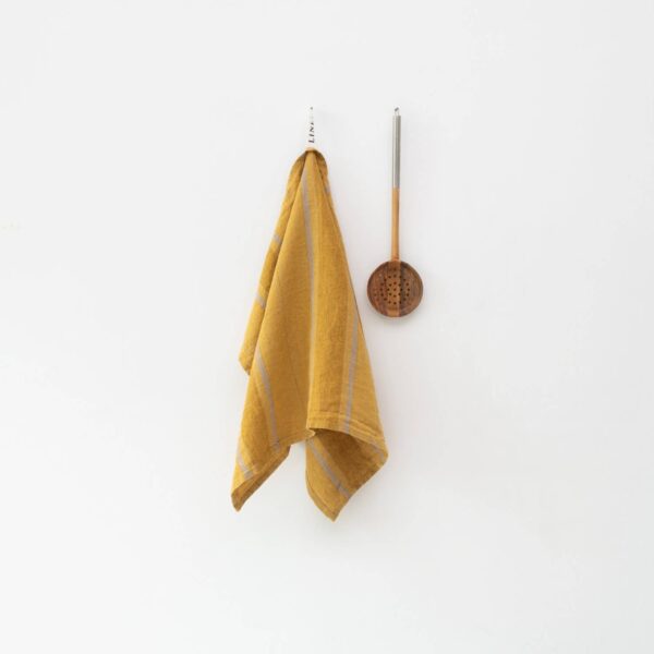 Linen Tales - Amber Bronze Stripes Linen Kitchen Towel