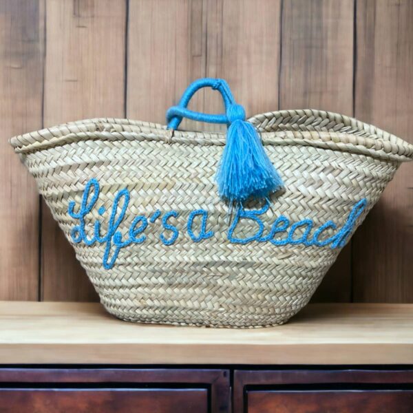 Beautiful Woven Straw Basket Bag Tassels - Personalized