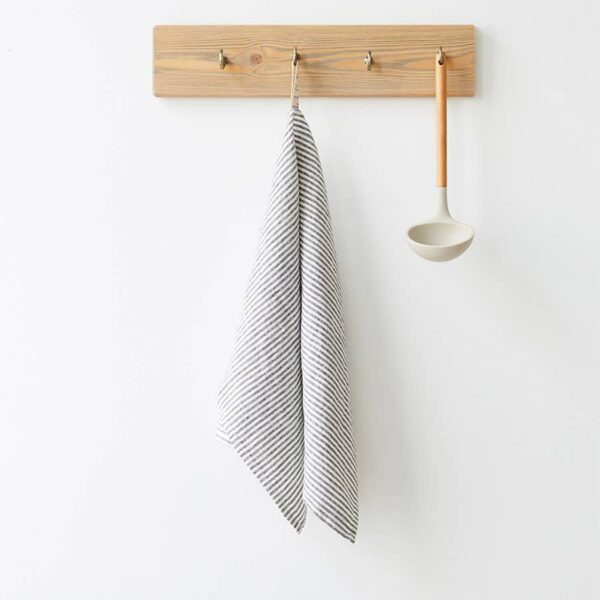 Linen Tales - Thin Black Stripe Linen Kitchen Towel