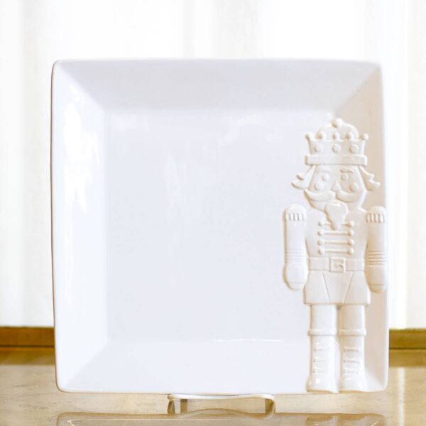 Royal Nutcracker Embossed Platter White 11.5x11.5