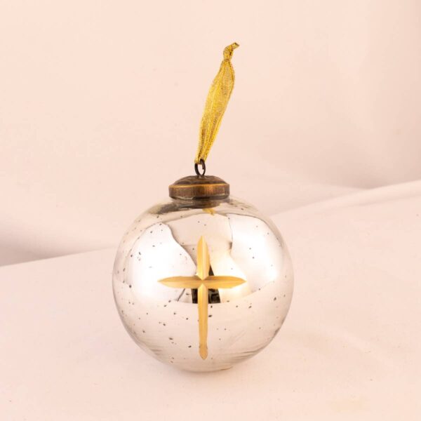 Cruix Glass Ball Ornament Antique Silver/Gold 4"