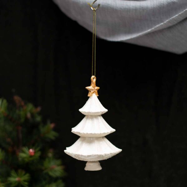 Spokane Tree Ornament White/Gold 5"