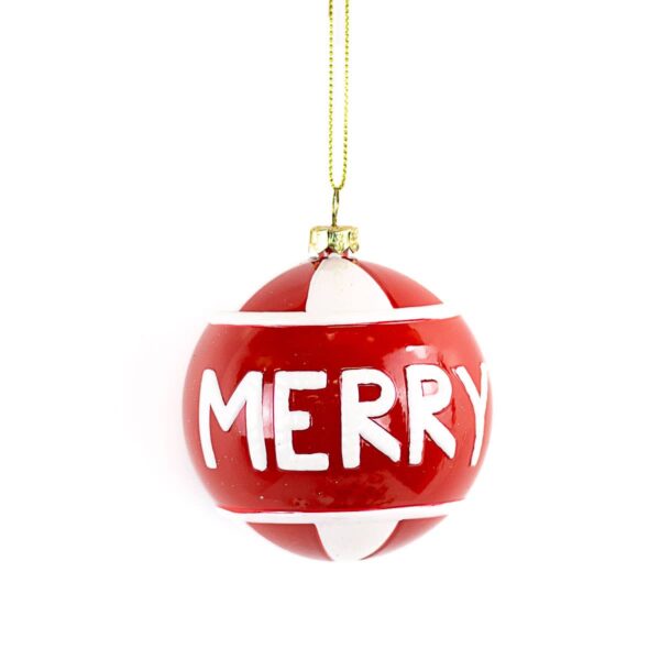 Merry Candy Stripe Ornament Red/White 3x3.5