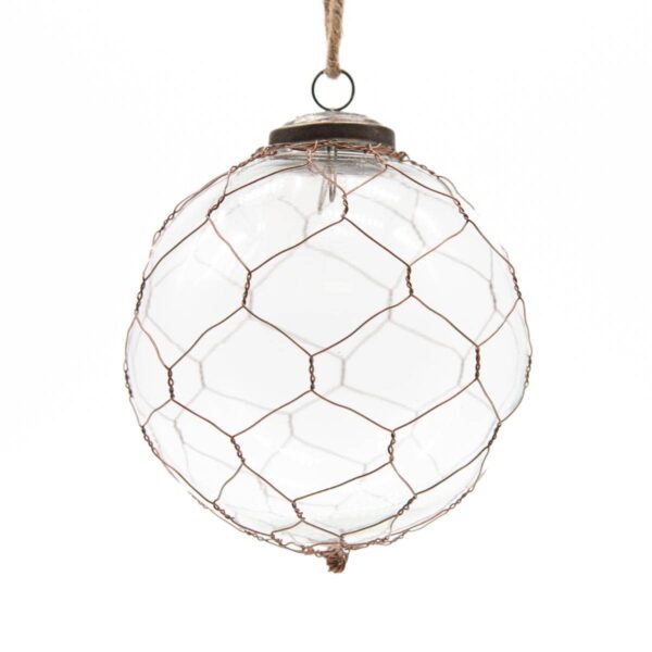 Wire Glass Ornament Clear 4"