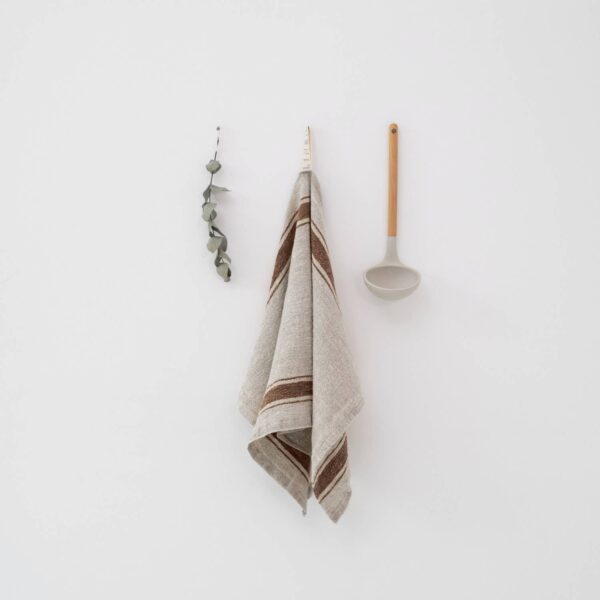 Linen Tales - Mocca Stripe Vintage Linen Kitchen Towel