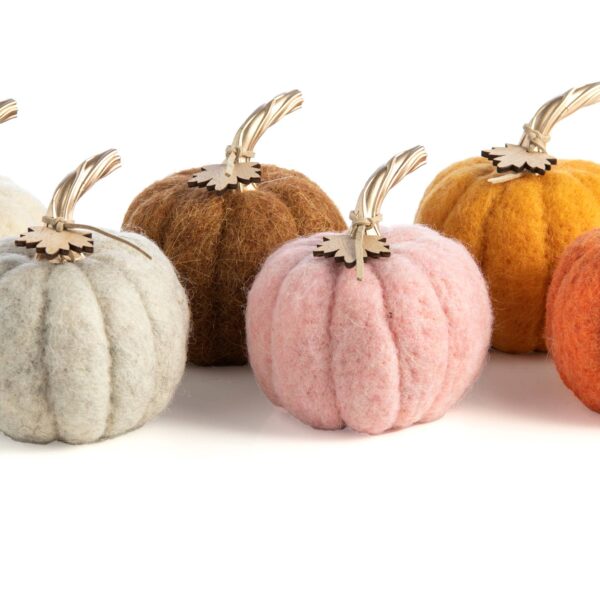 ASSORTED SET OF 6 FELT PUMPKINS, MULTI