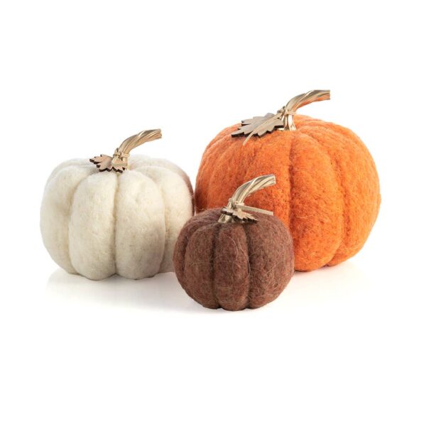 ASSORTED SET OF 3 FELT PUMPKINS, MULTI