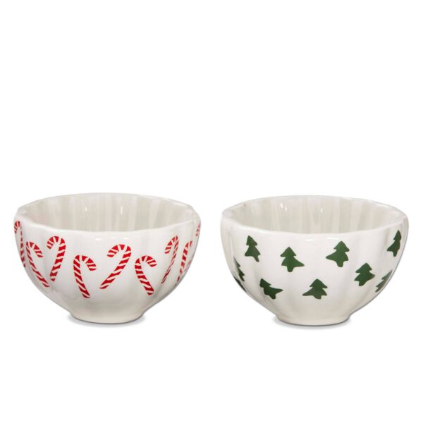 Christmas Tree & Candy Cane Ceramic Dipping Bowls