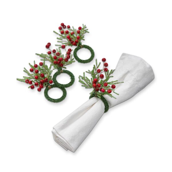 Sprig Napkin Ring Set of 4 - Green