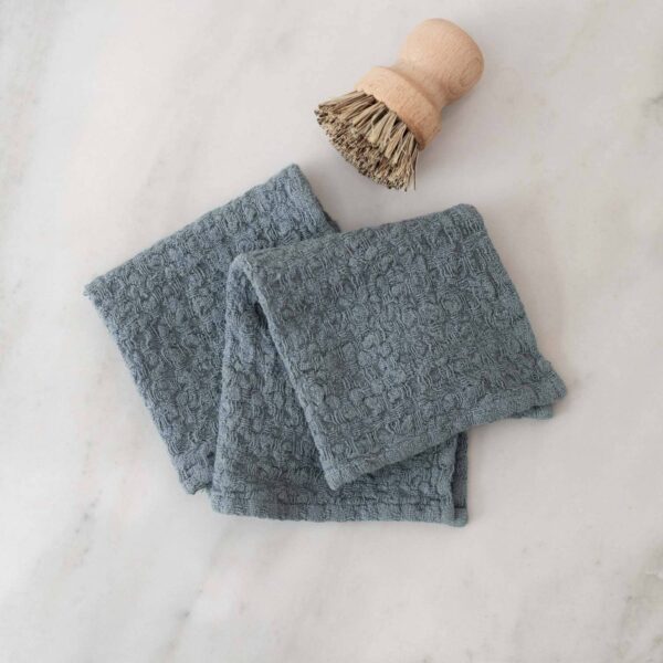 Linen Tales - Blue Fog Linen Dishcloth Set of 2