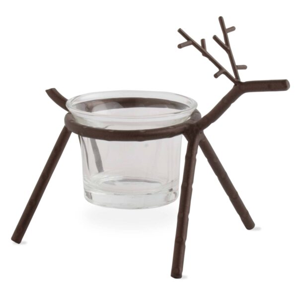Woodland Reindeer Glass Tealight Candle Holder