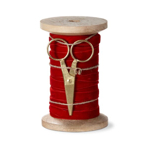 Velvet Ribbon With Scissor Spool 5yd - Red