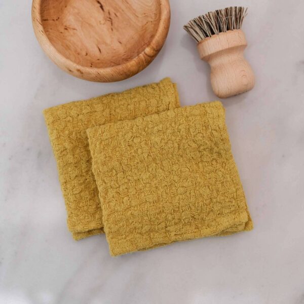 Linen Tales - Lemon Curry Linen Dishcloth Set of 2