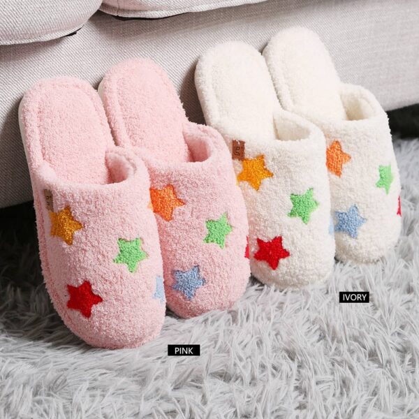 Stars Embroidered Soft Home Indoor Floor Slippers