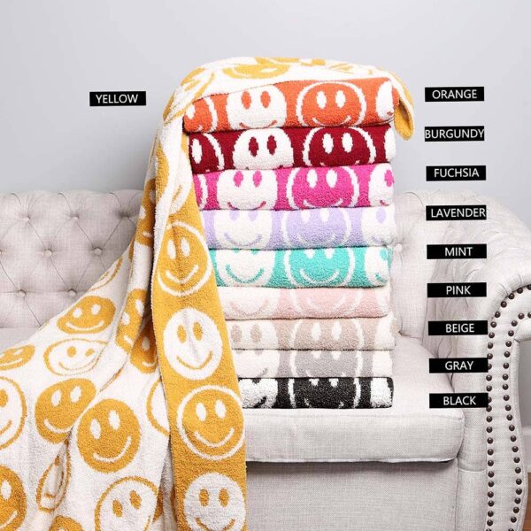 Smile Patterned Reversible Throw Blanket