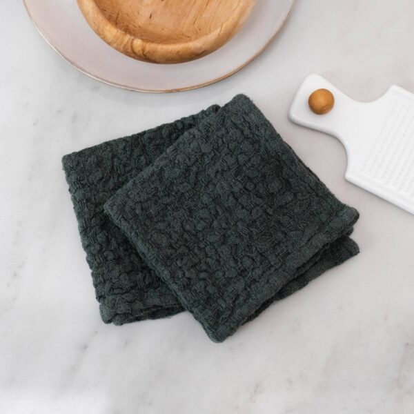 Linen Tales - Forest Green Linen Dishcloth Set of 2