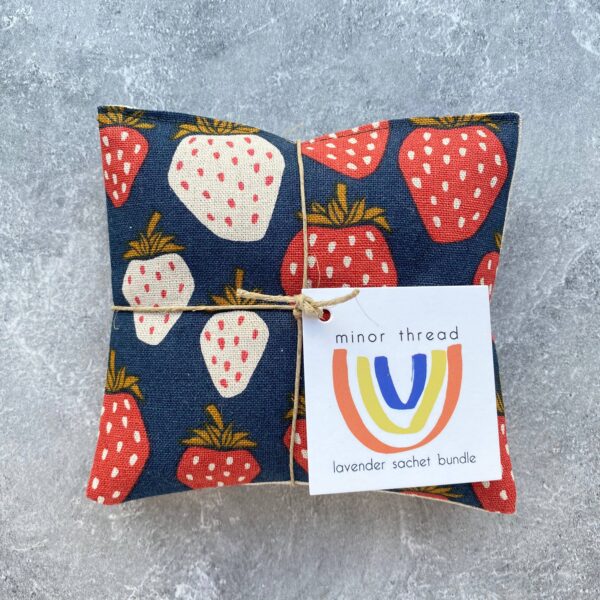 Lavender Sachet Bundle in Navy Giant Strawberries Canvas