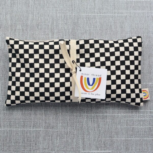 Weighted Eye Pillow in Black and Natural Checkerboard: Lavender