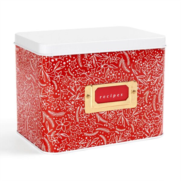 Holiday Floral Tin Recipe Box