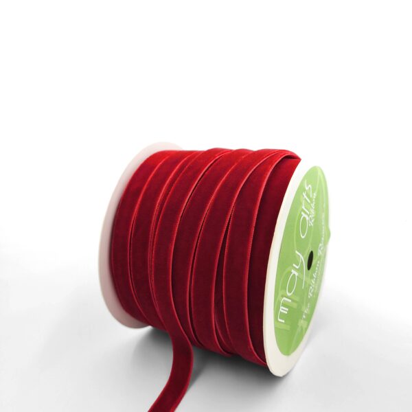 3/8" Red Classic Woven Velvet Ribbon