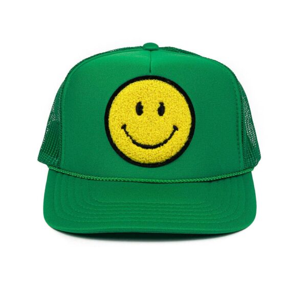 Local Beach Smiley Patch Trucker Hat: Kelly Green