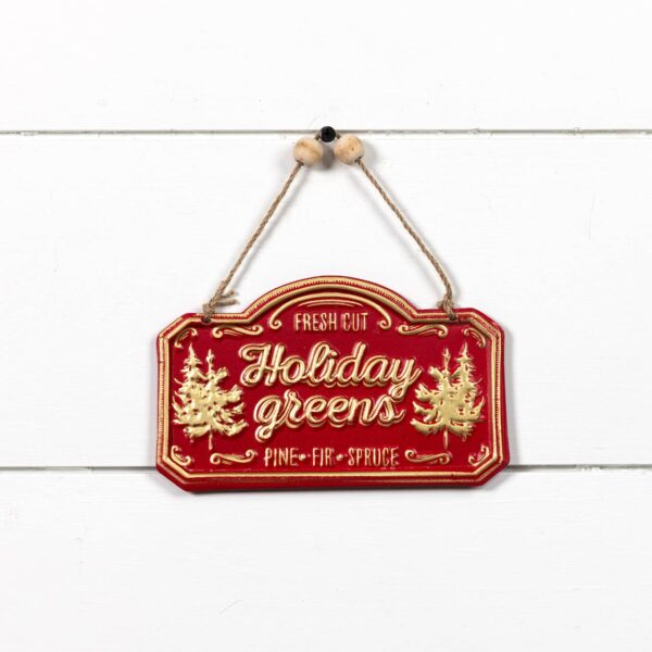 RED & GOLD HOLIDAY GREENS ORNAMENT