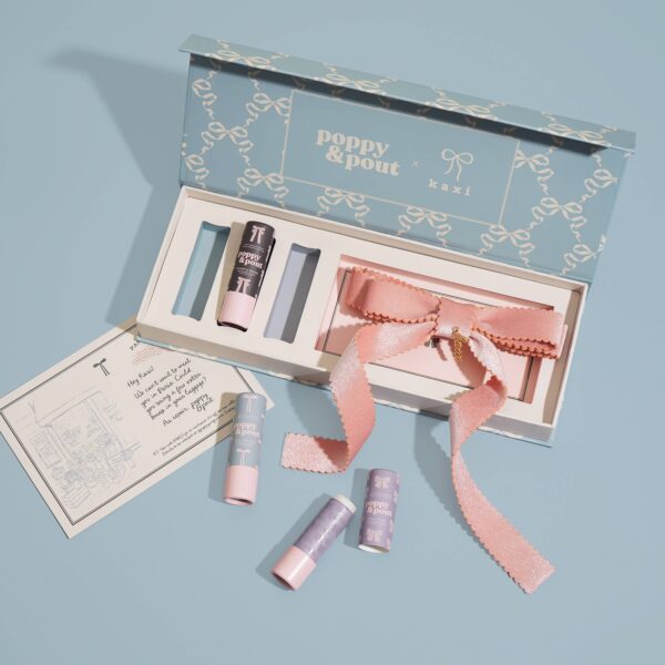 Gift Set, Coquette Lip Balm Trio + Kaxi Hair Bow