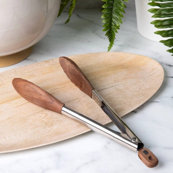 Walnut and Stainless Steel Tongs: Walnut Wood