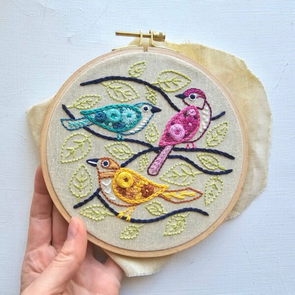 Colorful Birds beginner embroidery kit