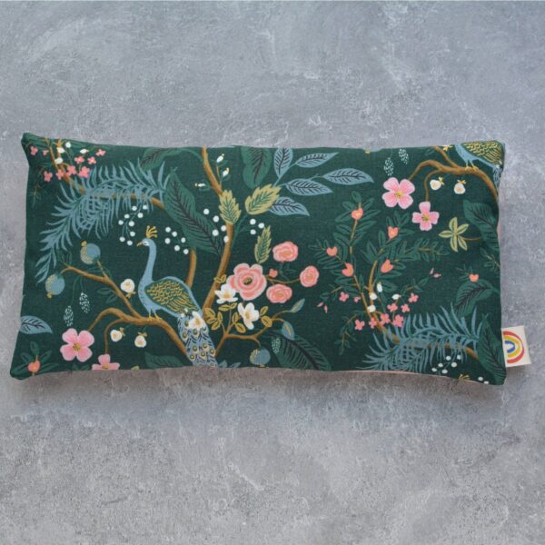 Weighted Eye Pillow in Peacock Garden Deep Teal Cotton: Lavender