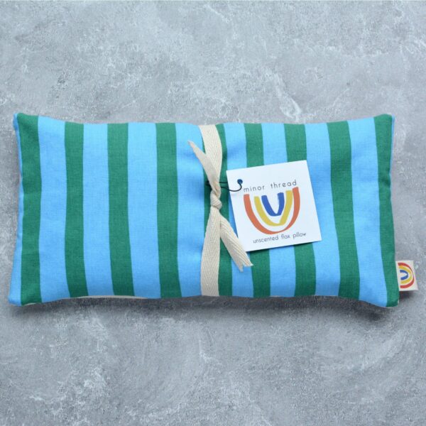 Weighted Eye Pillow in Green and Blue Cabana Stripe Cotton: Mint