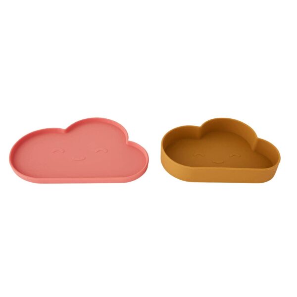 OYOY LIVING DESIGN - Chloe Cloud Plate & Bowl - Light Rubber / Coral