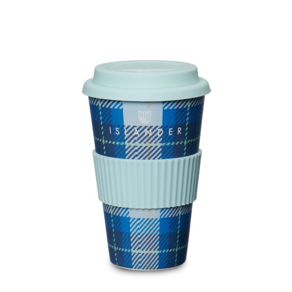 Islander Bamboo Coffee Cup: Blue Tartan