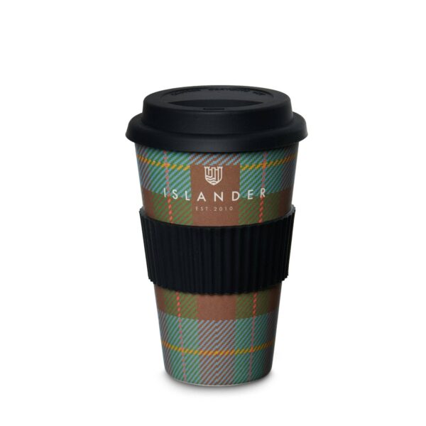 Islander Bamboo Coffee Cup: Chestnut-Blue Tartan