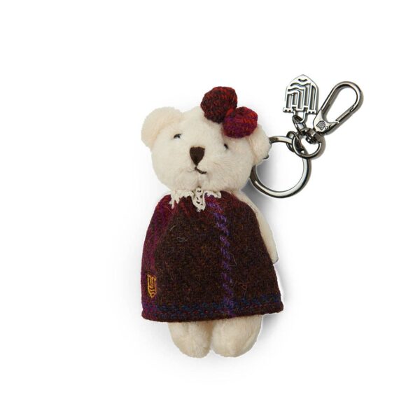 Teddy Bear Keyring: Fuchsia Tartan