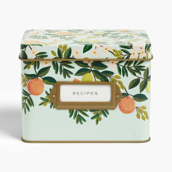 Citrus Floral Tin Recipe Box