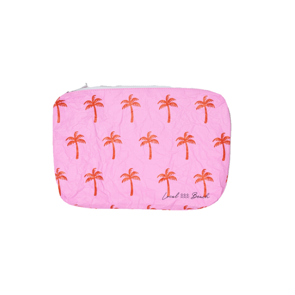 Pink Neon Palms Water Resistant Tyvek Printed Pouch: Pink Neon Palms